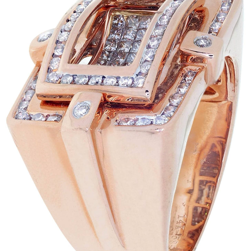Rose Gold Mens Diamond Ring / Pinky Diamond Ring| 1.62 Carats