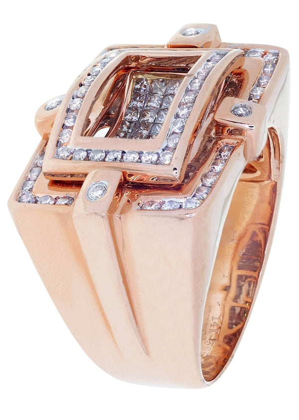 Rose Gold Mens Diamond Ring / Pinky Diamond Ring| 1.62 Carats