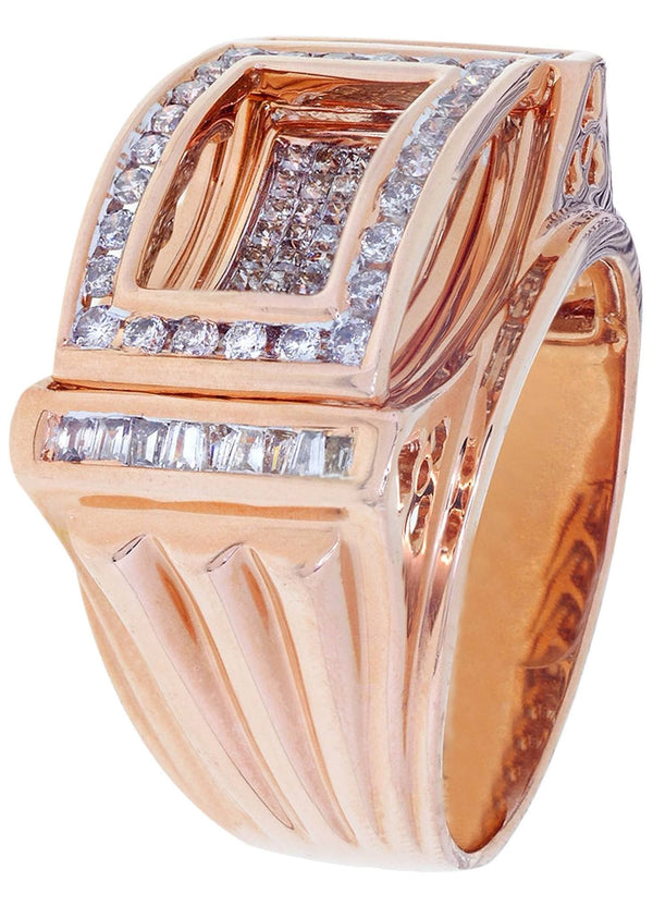 Rose Gold Mens Diamond Ring / Pinky Diamond Ring| 1.3 Carats
