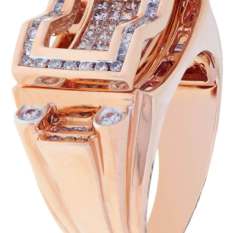 Rose Gold Mens Diamond Ring / Pinky Diamond Ring| 1.31 Carats