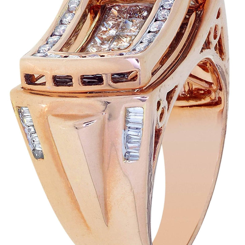 Rose Gold Mens Diamond Ring / Pinky Diamond Ring| 1.88 Carats