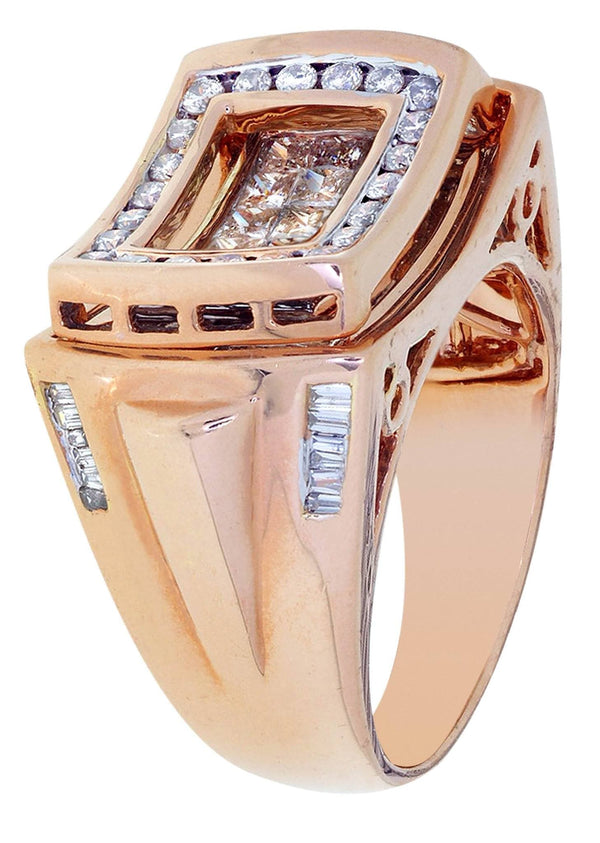 Rose Gold Mens Diamond Ring / Pinky Diamond Ring| 1.88 Carats