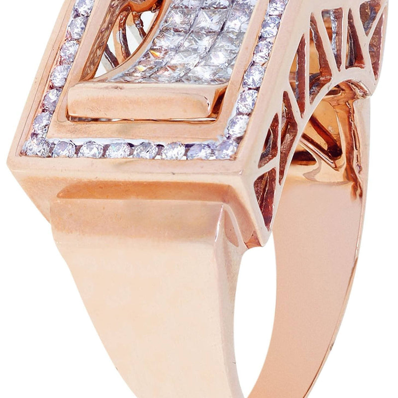 Rose Gold Mens Diamond Ring / Pinky Diamond Ring| 1.91 Carats