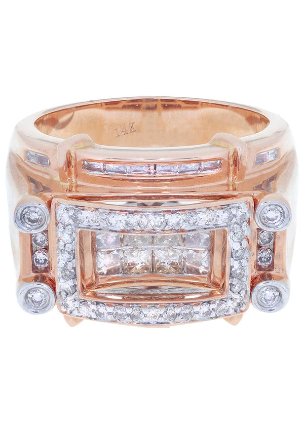 Rose Gold Mens Diamond Ring / Pinky Diamond Ring| 1.04 Carats
