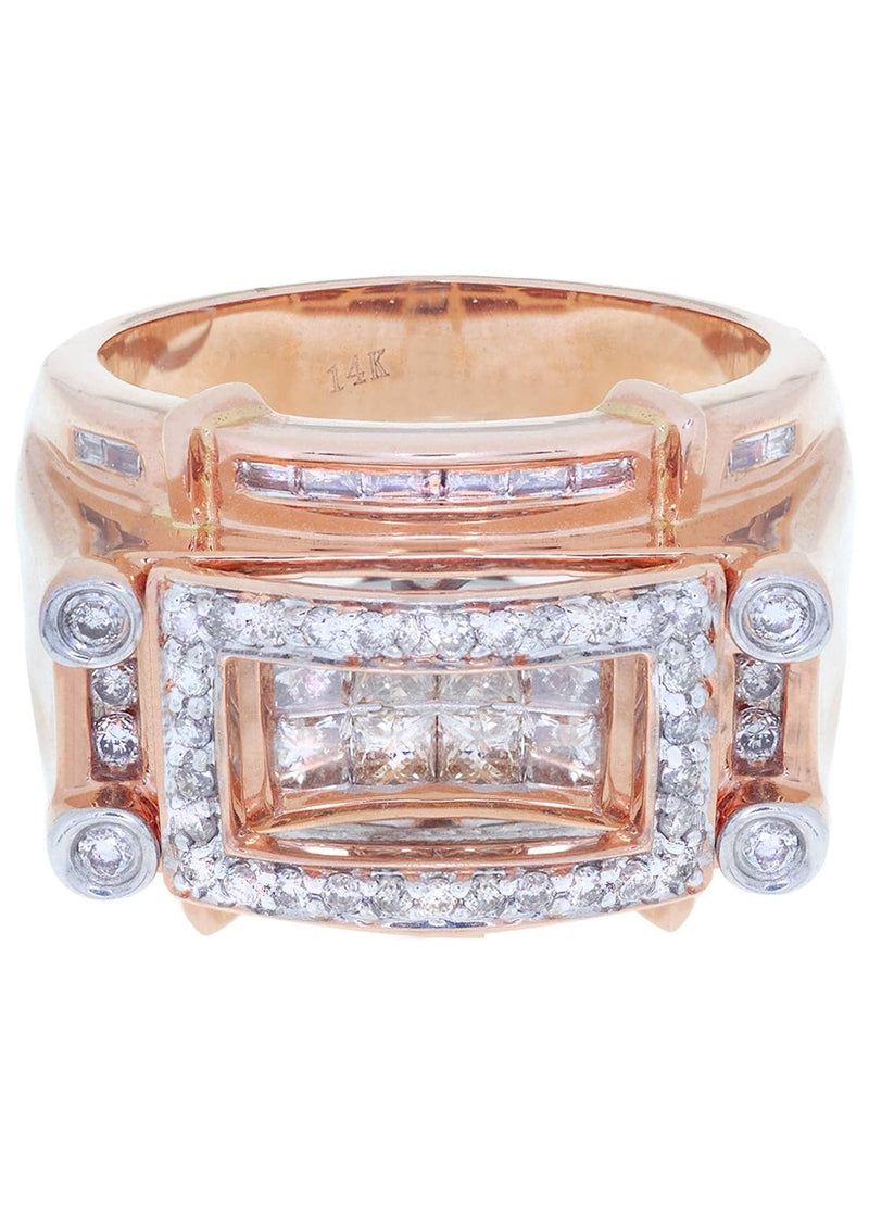 Rose Gold Mens Diamond Ring / Pinky Diamond Ring| 1.04 Carats
