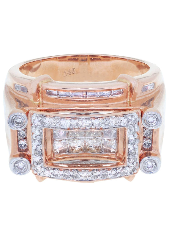 Rose Gold Mens Diamond Ring / Pinky Diamond Ring| 1.04 Carats