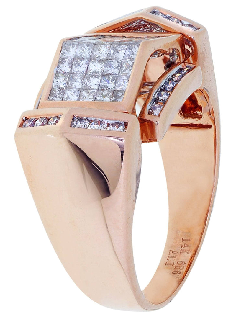 Rose Gold Mens Diamond Ring / Pinky Diamond Ring| 1.33 Carats