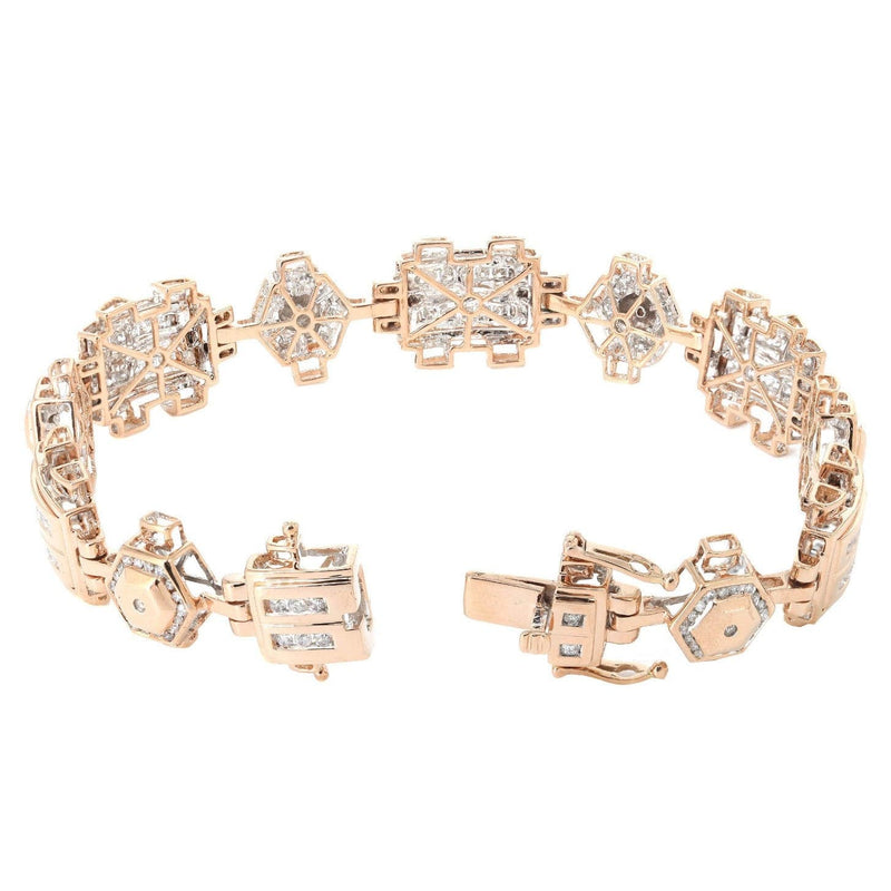 Mens Diamond Bracelet Rose Gold| 3.45 Carats| 28.8 Grams