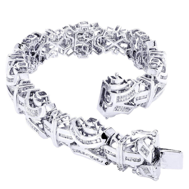 Mens Diamond Bracelet White Gold| 4.63 Carats| 52.72 Grams