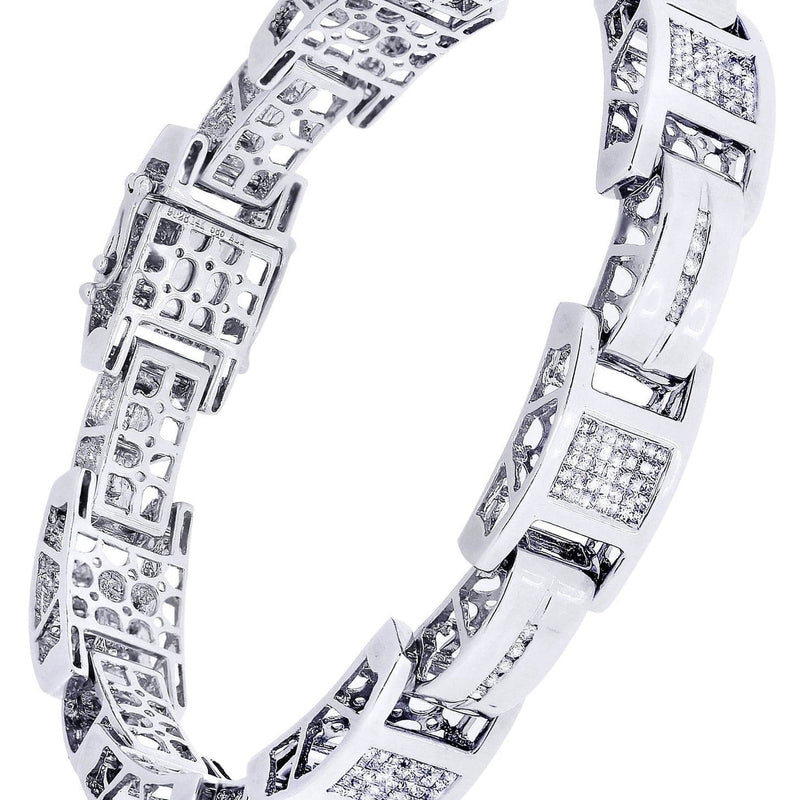 Mens Diamond Bracelet White Gold| 3.49 Carats| 41.59 Grams