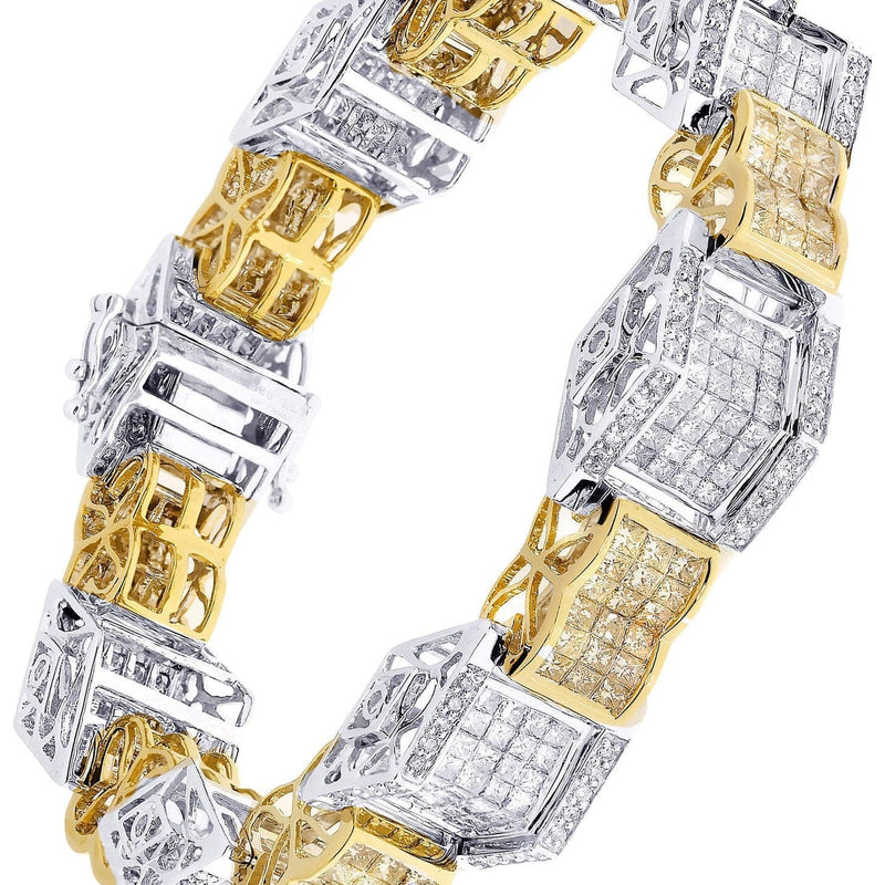 Mens Diamond Bracelet Yellow Gold| 13.65 Carats| 44.48 Grams