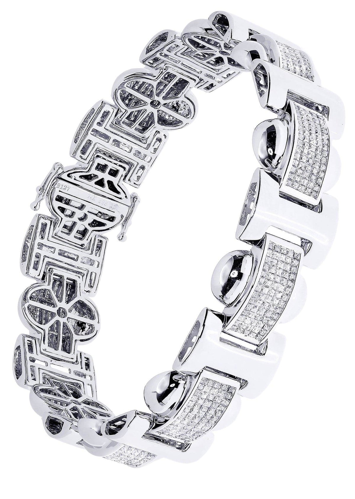 Mens Diamond Bracelet White Gold| 6.34 Carats| 45.89 Grams