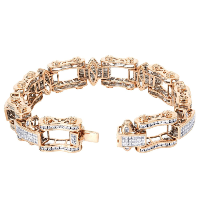 Mens Diamond Bracelet Rose Gold| 8.54 Carats| 65.73 Grams
