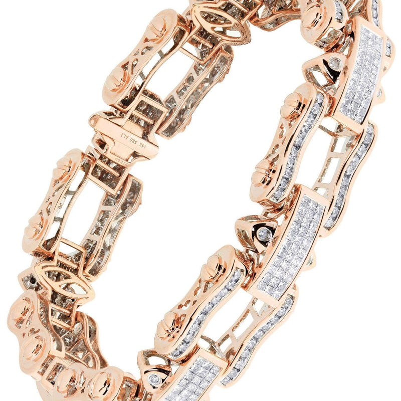 Mens Diamond Bracelet Rose Gold| 8.54 Carats| 65.73 Grams