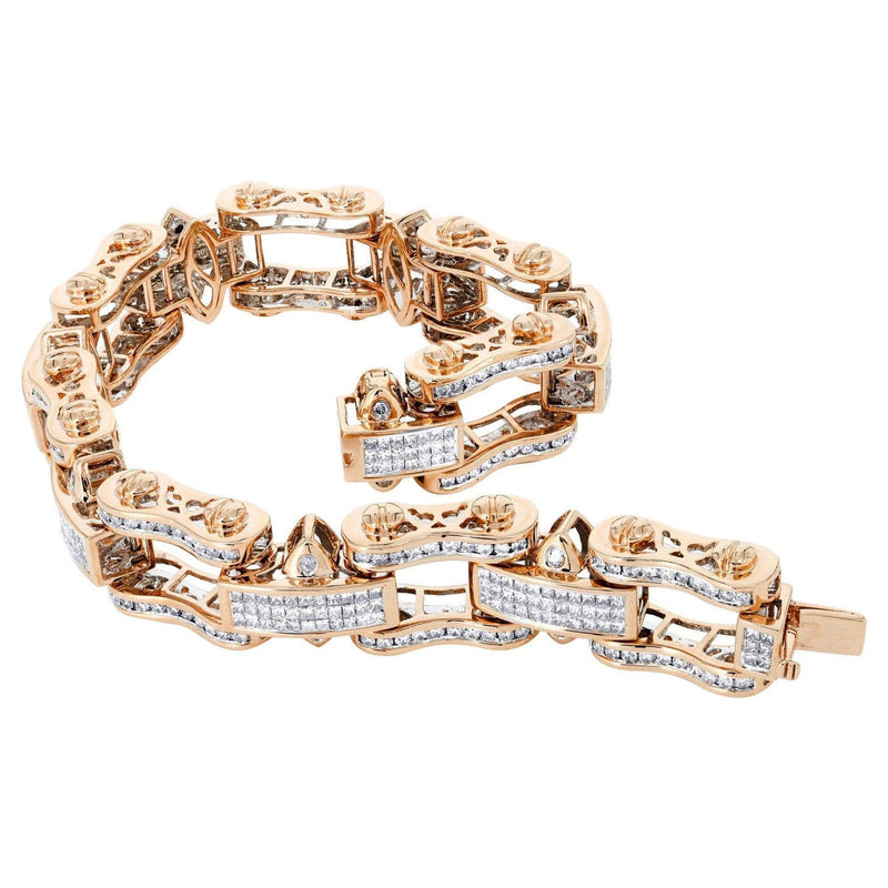 Mens Diamond Bracelet Rose Gold| 8.54 Carats| 65.73 Grams