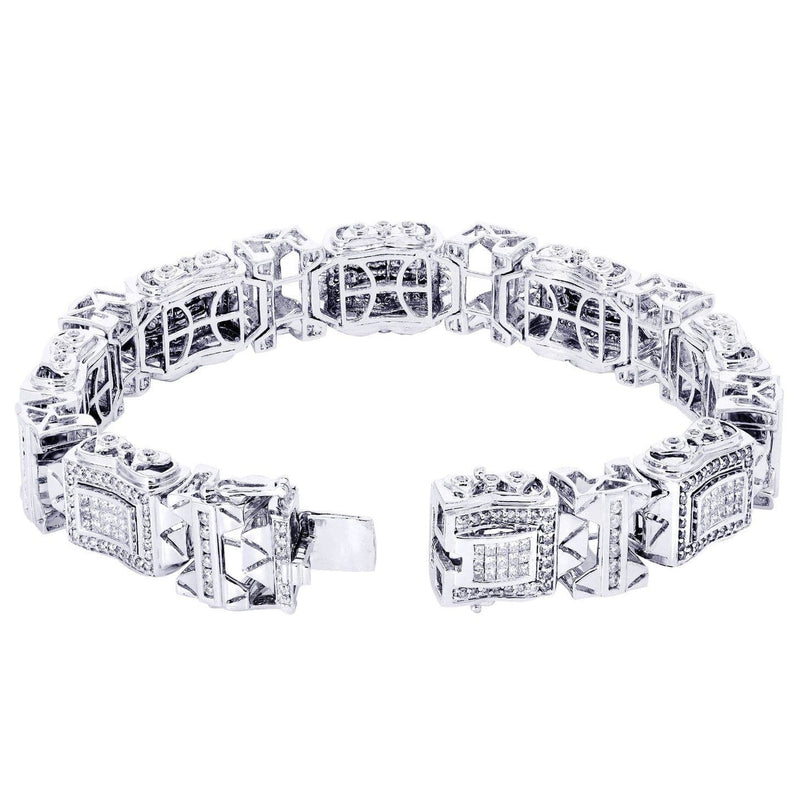 Mens Diamond Bracelet White Gold| 5.18 Carats| 56.08 Grams
