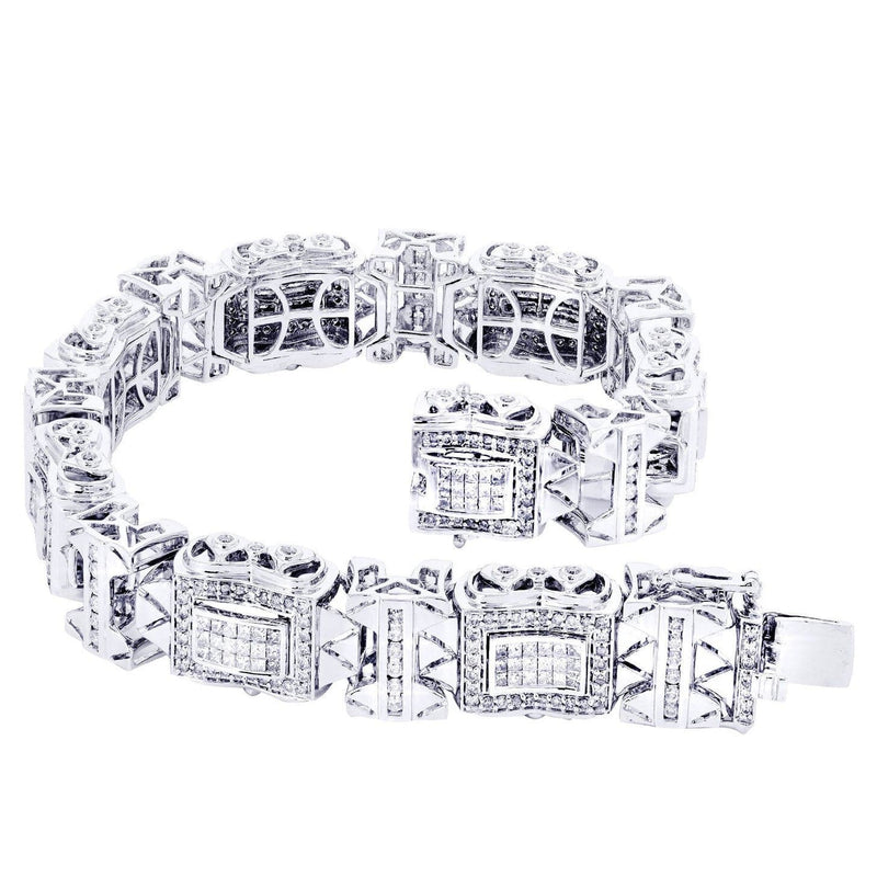 Mens Diamond Bracelet White Gold| 5.18 Carats| 56.08 Grams