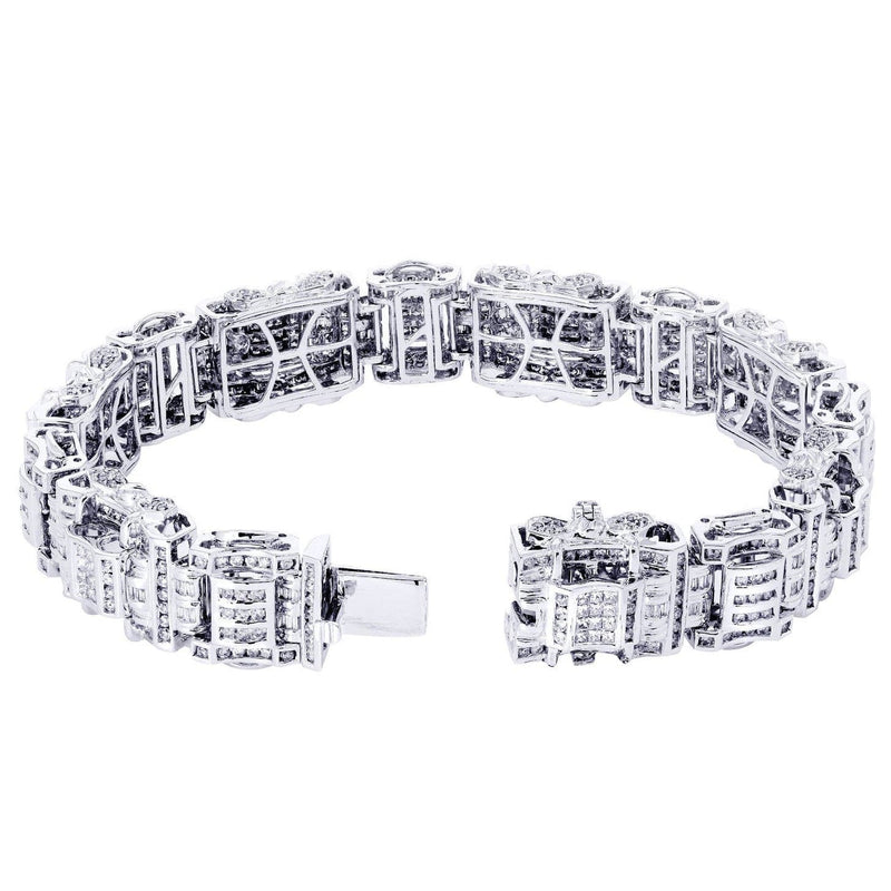 Mens Diamond Bracelet White Gold| 6.61 Carats| 60.18 Grams