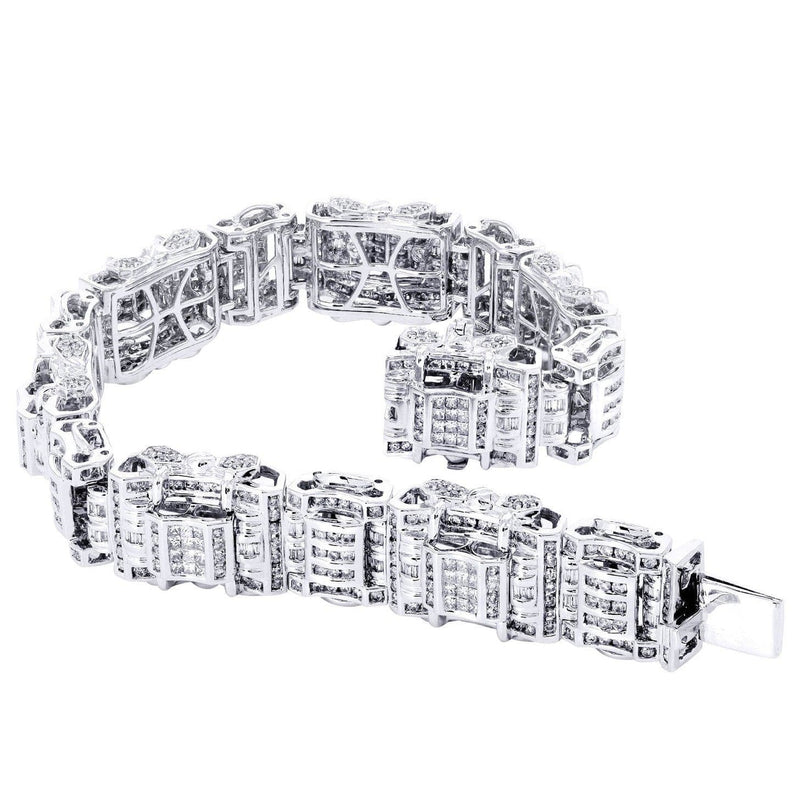 Mens Diamond Bracelet White Gold| 6.61 Carats| 60.18 Grams
