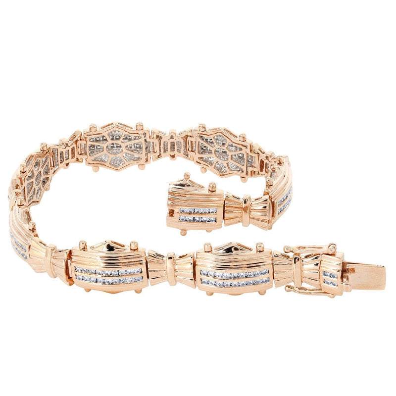 Mens Diamond Bracelet Rose Gold| 1.83 Carats| 30.81 Grams