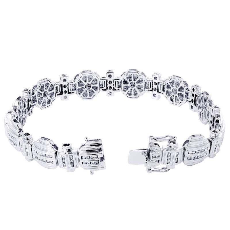 Mens Diamond Bracelet White Gold| 2.11 Carats| 39.74 Grams
