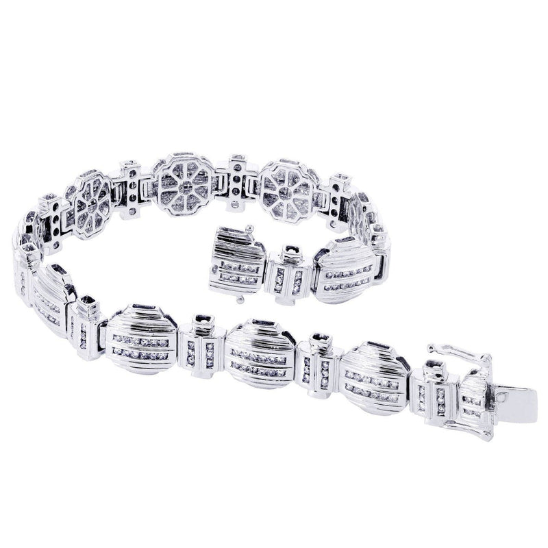 Mens Diamond Bracelet White Gold| 2.11 Carats| 39.74 Grams