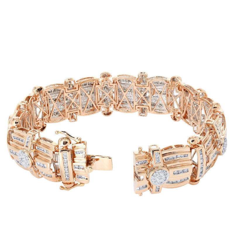 Mens Diamond Bracelet Rose Gold| 3.96 Carats| 60.77 Grams