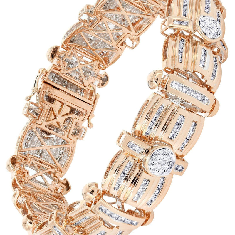 Mens Diamond Bracelet Rose Gold| 3.96 Carats| 60.77 Grams