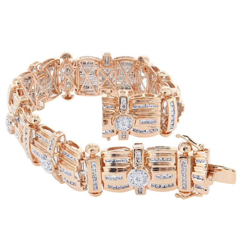 Mens Diamond Bracelet Rose Gold| 3.96 Carats| 60.77 Grams
