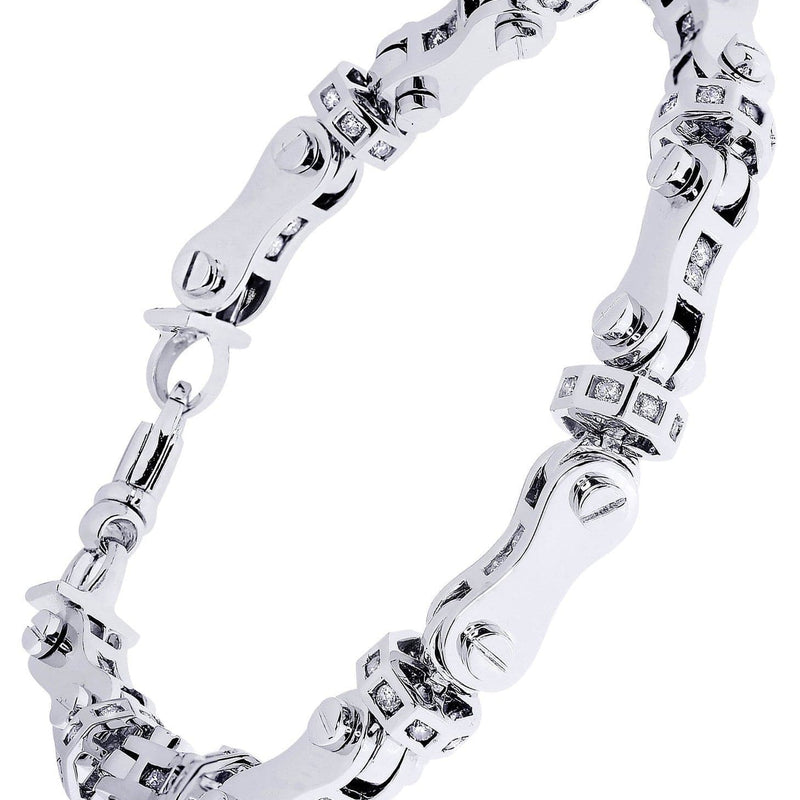 Mens Diamond Bracelet White Gold| 2.64 Carats| 48.7 Grams