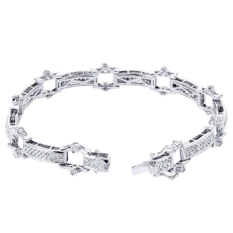 Mens Diamond Bracelet White Gold| 2.49 Carats| 22.11 Grams