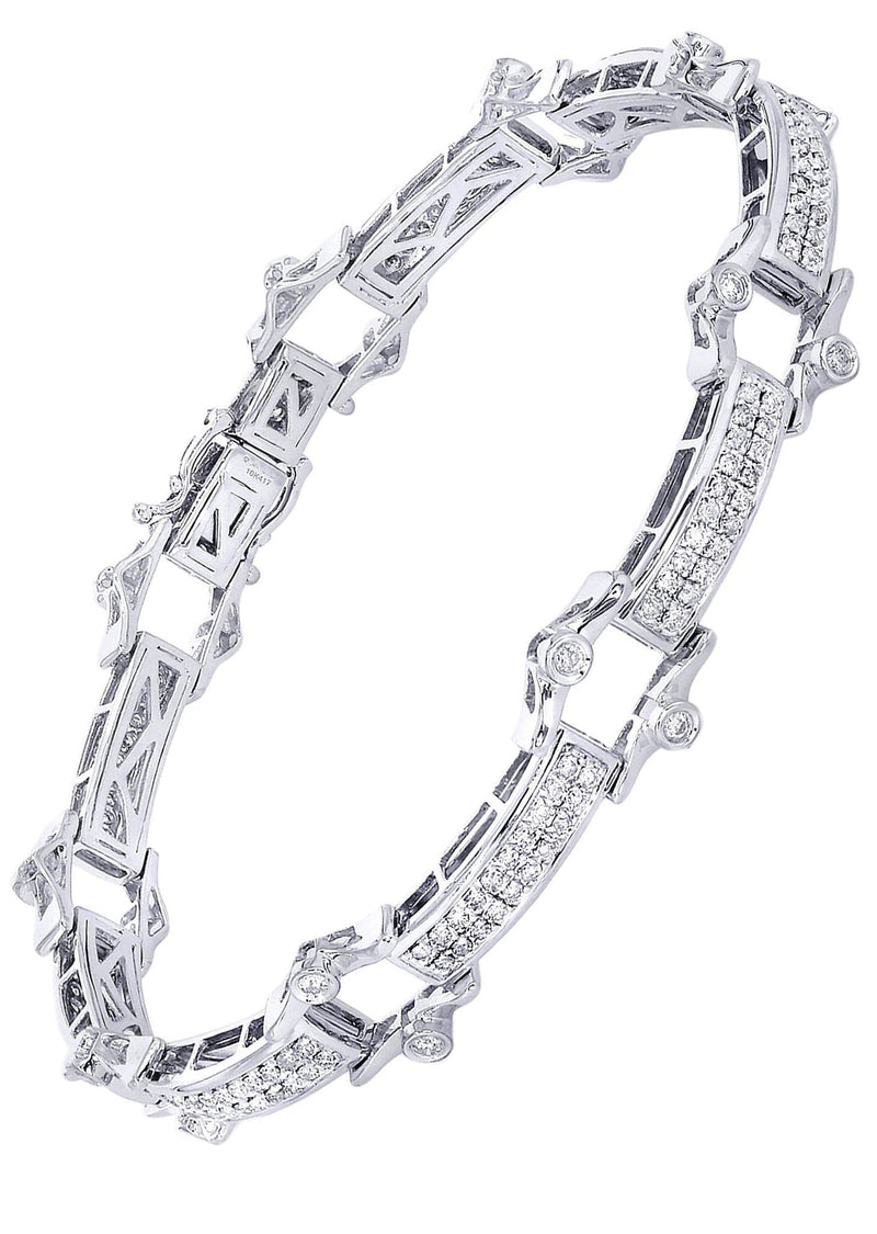 Mens Diamond Bracelet White Gold| 2.49 Carats| 22.11 Grams