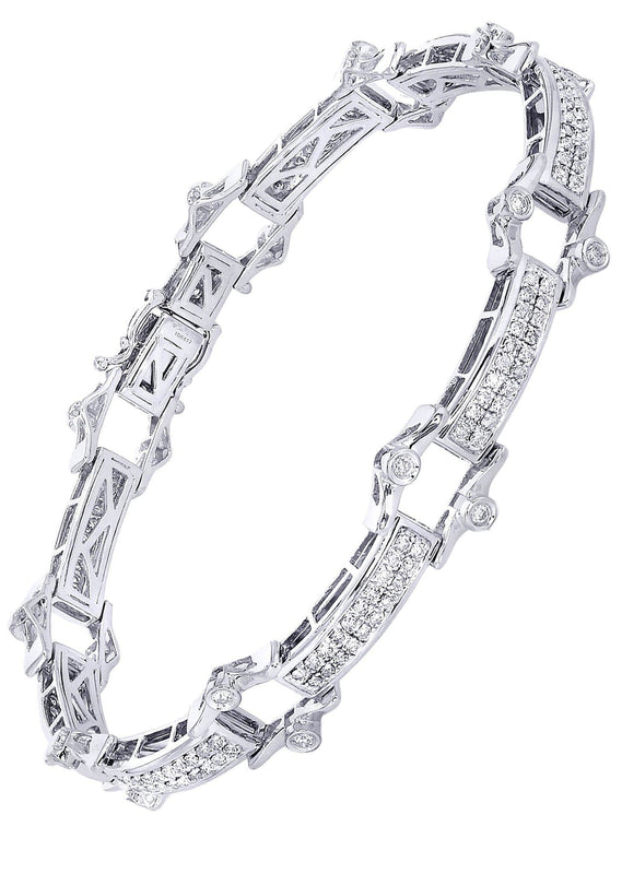 Mens Diamond Bracelet White Gold| 2.49 Carats| 22.11 Grams