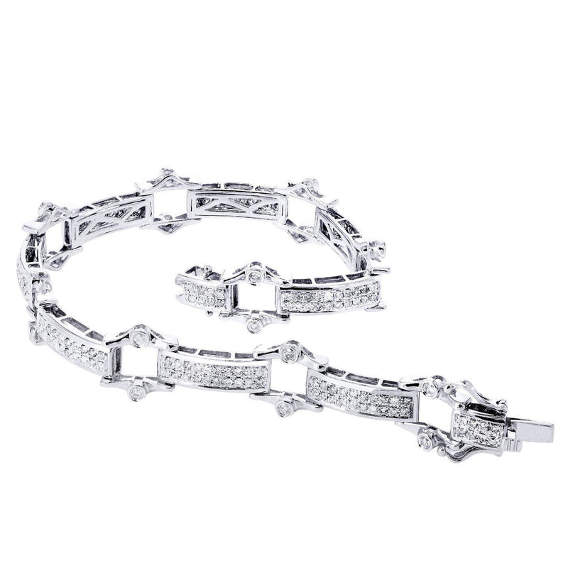 Mens Diamond Bracelet White Gold| 2.49 Carats| 22.11 Grams