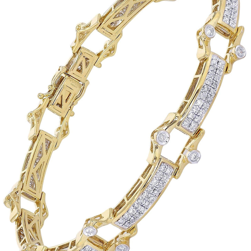Mens Diamond Bracelet Yellow Gold| 2.29 Carats| 22.1 Grams