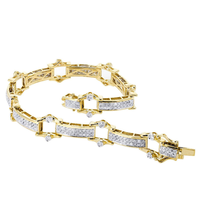Mens Diamond Bracelet Yellow Gold| 2.29 Carats| 22.1 Grams