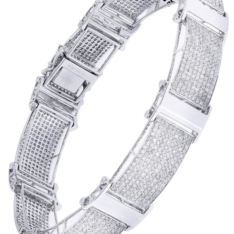 Mens Diamond Bracelet White Gold| 7.52 Carats| 27.3 Grams
