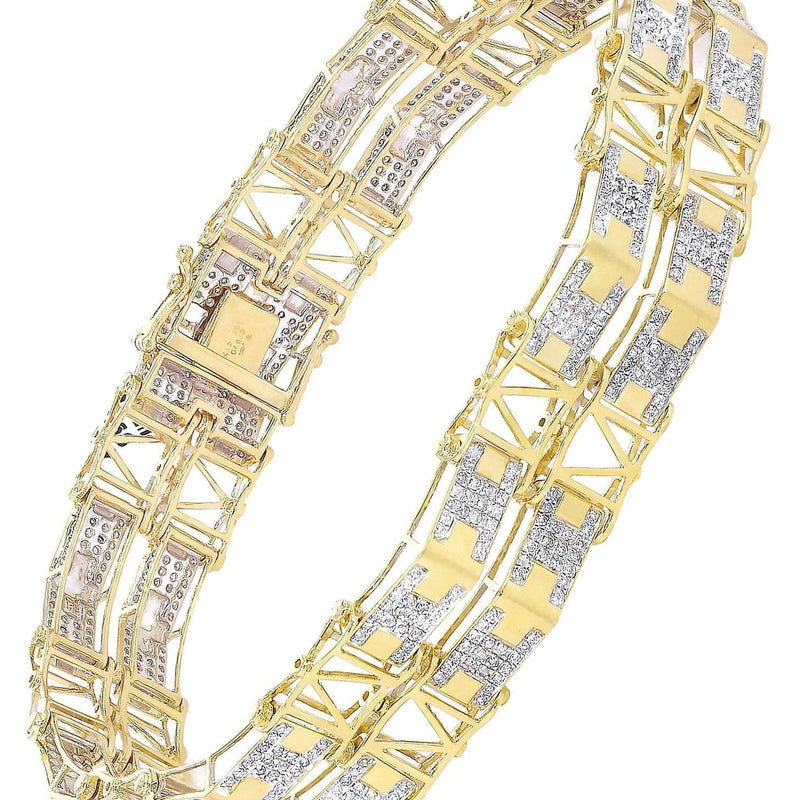 Mens Diamond Bracelet Yellow Gold| 2.73 Carats| 28.4 Grams