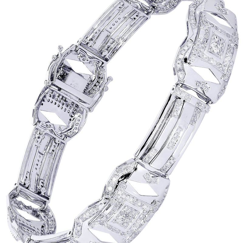 Mens Diamond Bracelet White Gold| 3.19 Carats| 26.05 Grams