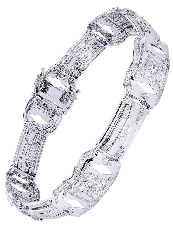 Mens Diamond Bracelet White Gold| 3.19 Carats| 26.05 Grams