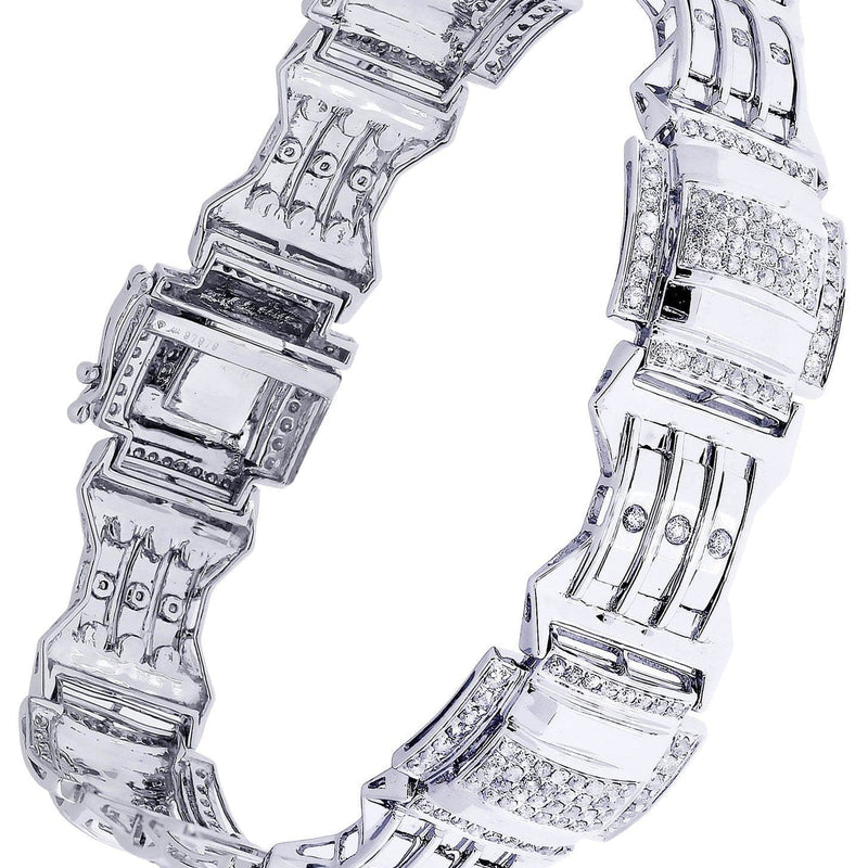 Mens Diamond Bracelet White Gold| 3.04 Carats| 27.99 Grams