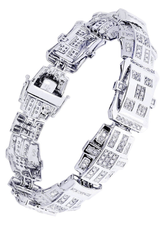 Mens Diamond Bracelet White Gold| 3.64 Carats| 31.39 Grams