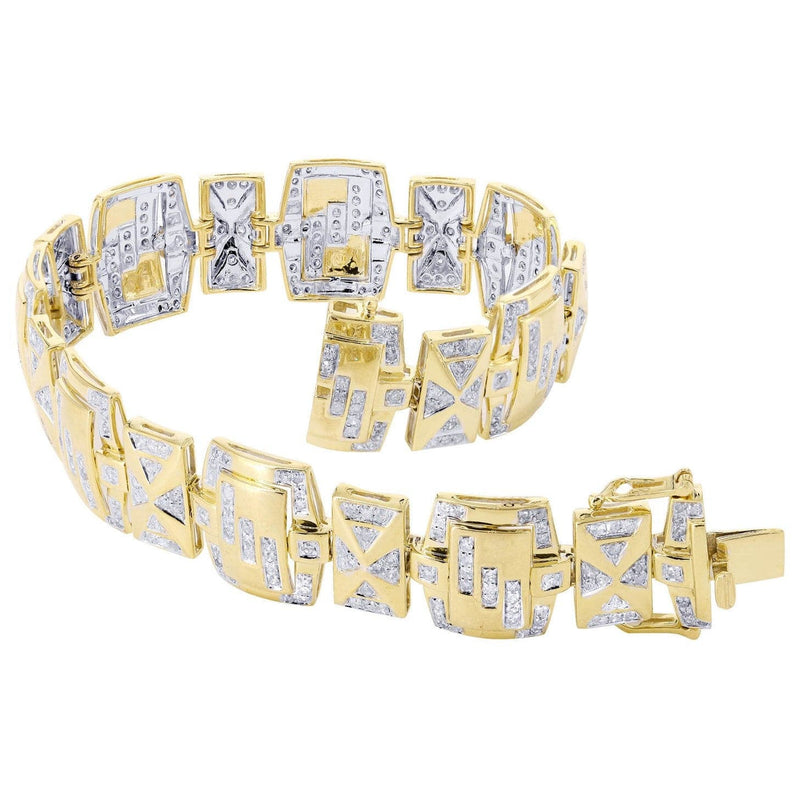 Mens Diamond Bracelet Yellow Gold| 3.16 Carats| 33.64 Grams