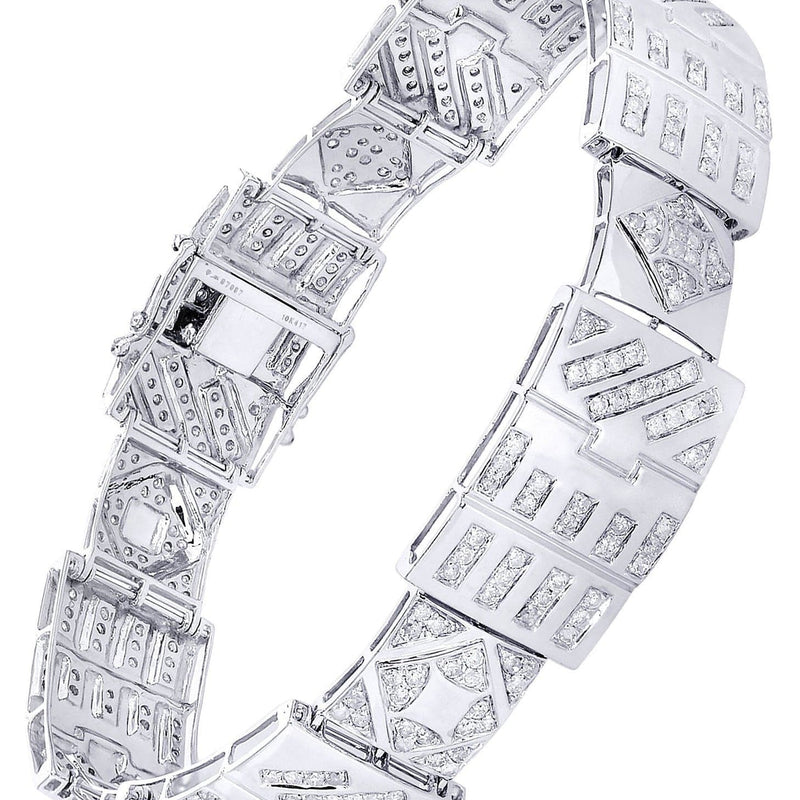 Mens Diamond Bracelet White Gold| 4.28 Carats| 32.37 Grams