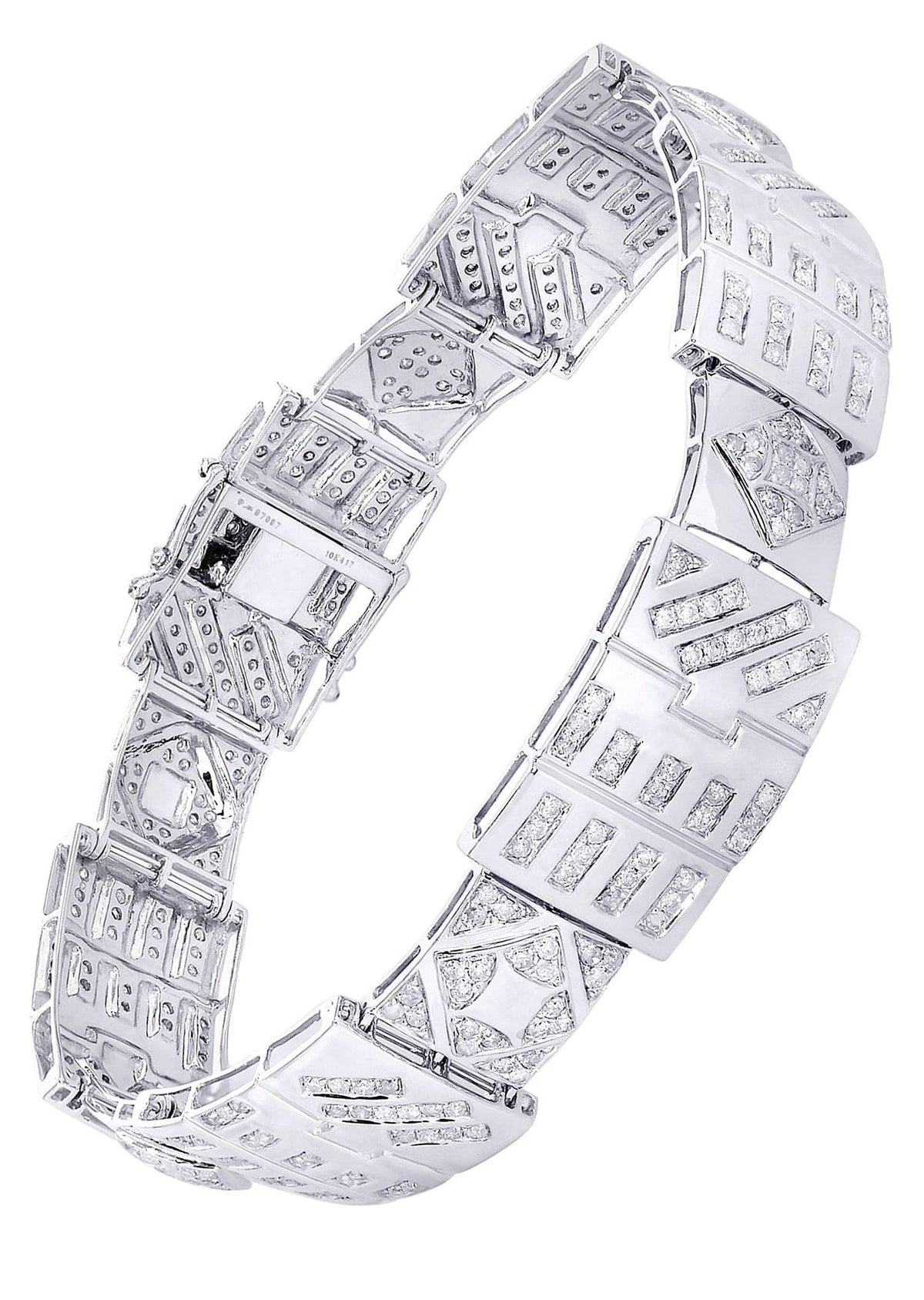 Mens Diamond Bracelet White Gold| 4.28 Carats| 32.37 Grams
