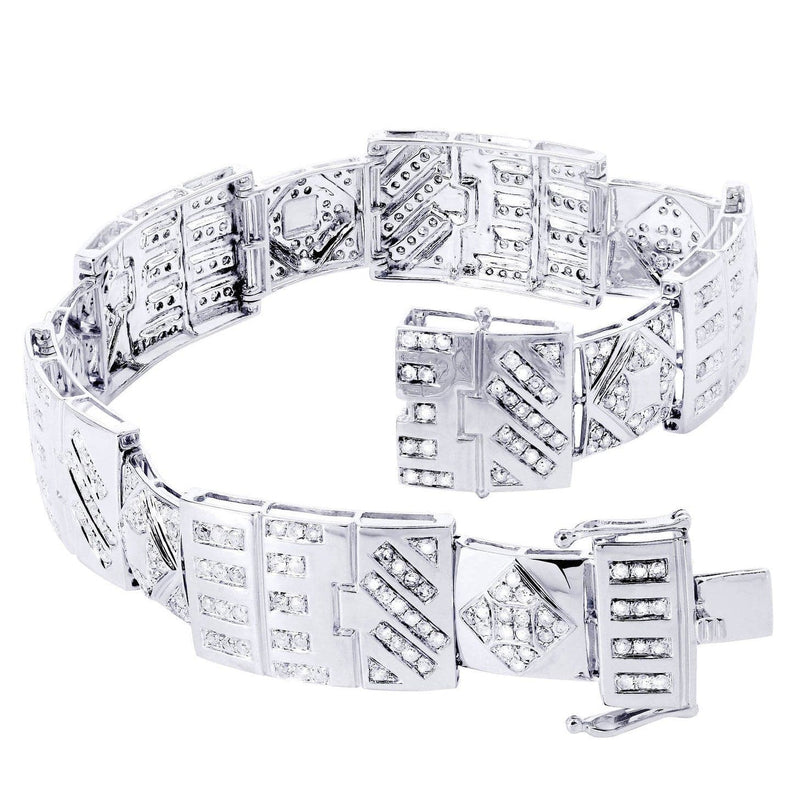 Mens Diamond Bracelet White Gold| 4.28 Carats| 32.37 Grams