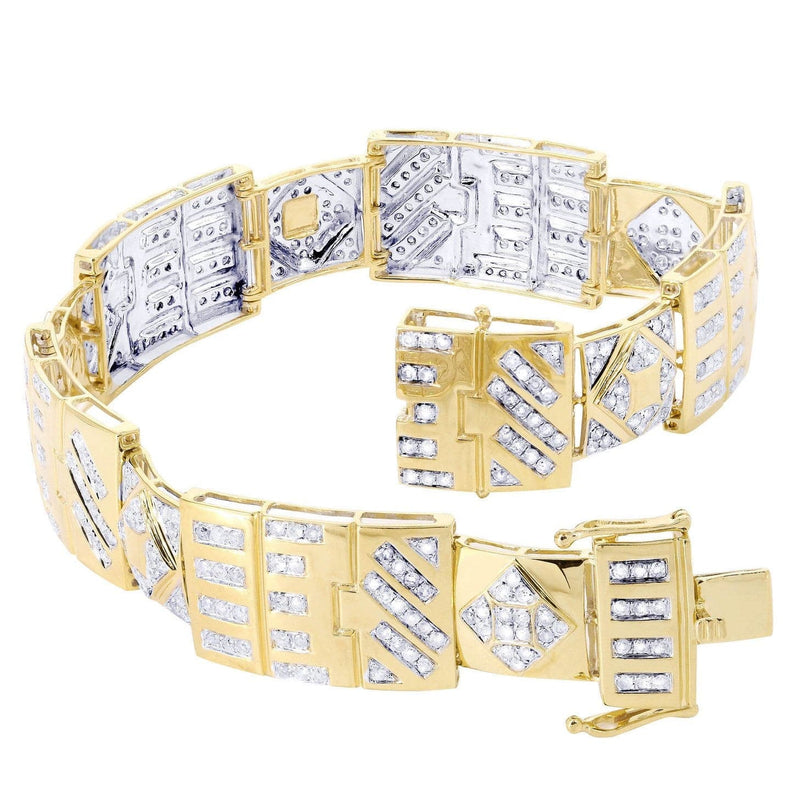 Mens Diamond Bracelet Yellow Gold| 4.2 Carats| 31.93 Grams