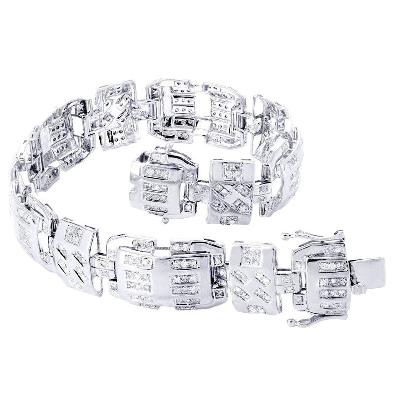 Mens Diamond Bracelet White Gold| 3.49 Carats| 33.95 Grams