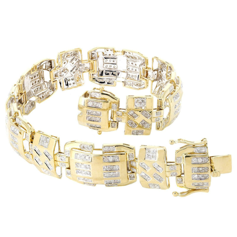 Mens Diamond Bracelet Yellow Gold| 3.48 Carats| 33.67 Grams