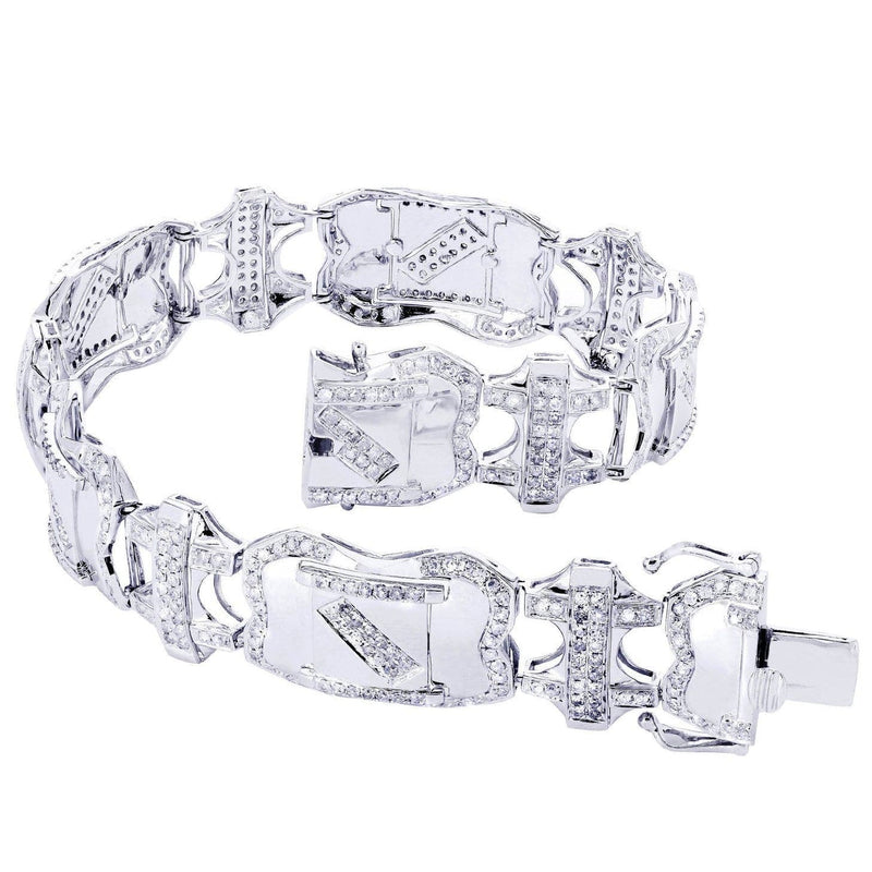 Mens Diamond Bracelet White Gold| 4.11 Carats| 29.53 Grams